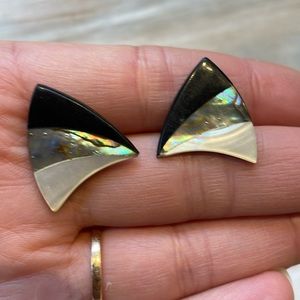 VTG mother of pearl abalone abstract earrings